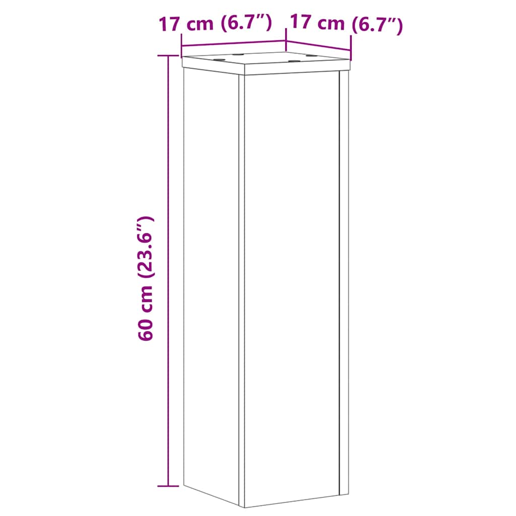 plantestativer 2 stk. 17x17x60 cm konstrueret træ betongrå