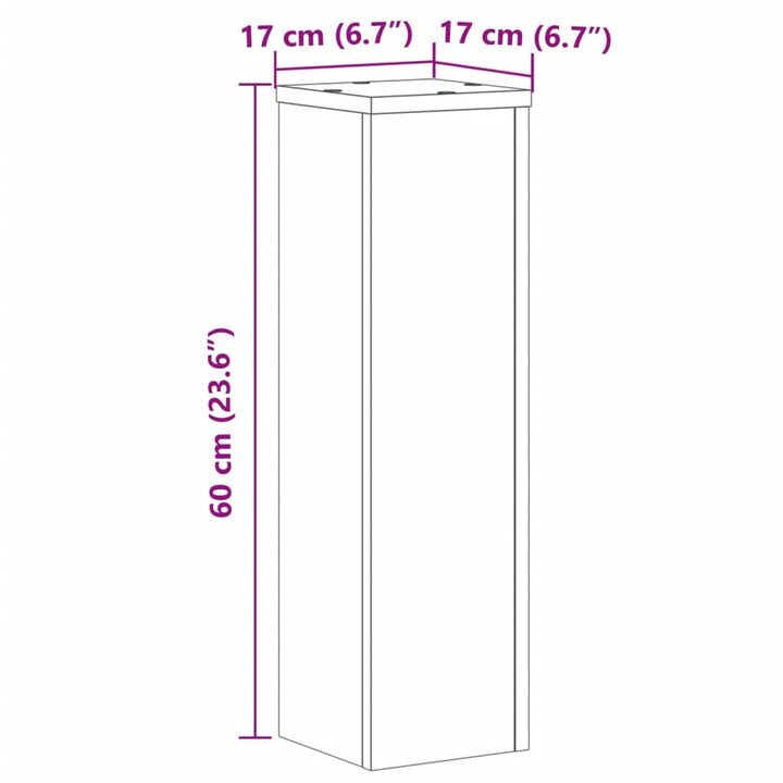 plantestativer 2 stk. 17x17x60 cm konstrueret træ grå sonoma-eg
