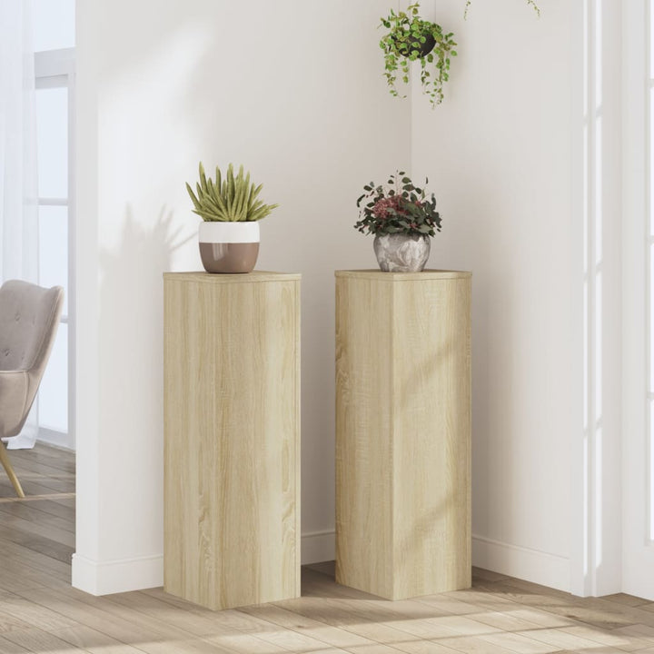 plantestativer 2 stk. 25x25x80 cm konstrueret træ sonoma-eg