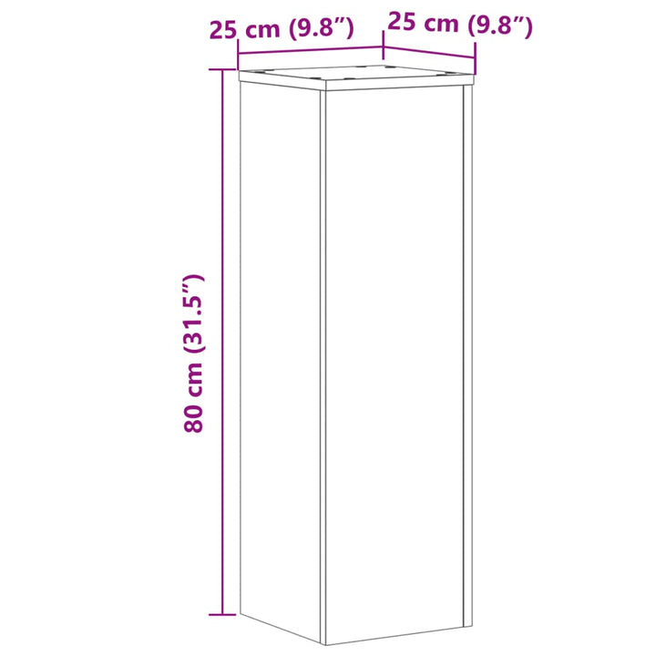 plantestativer 2 stk. 25x25x80 cm konstrueret træ betongrå