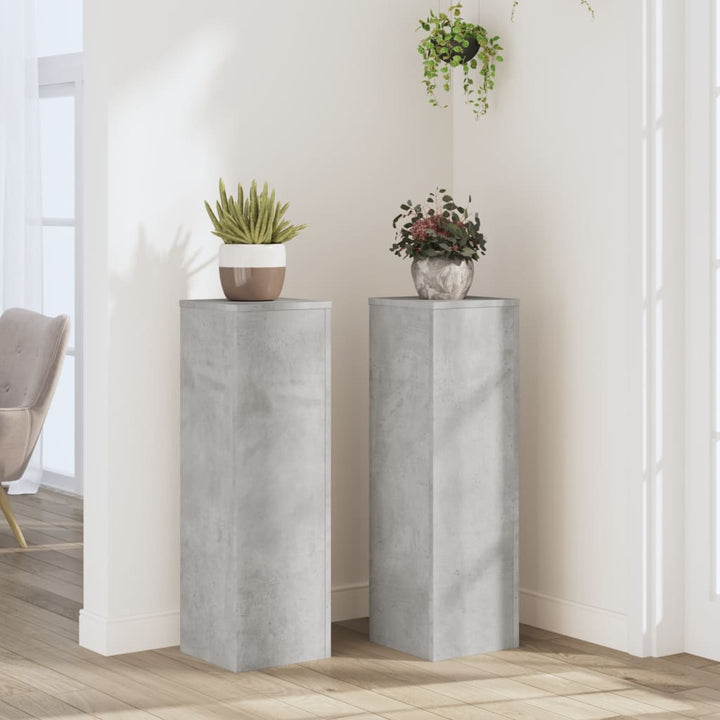plantestativer 2 stk. 25x25x80 cm konstrueret træ betongrå