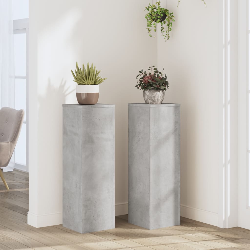 plantestativer 2 stk. 25x25x80 cm konstrueret træ betongrå