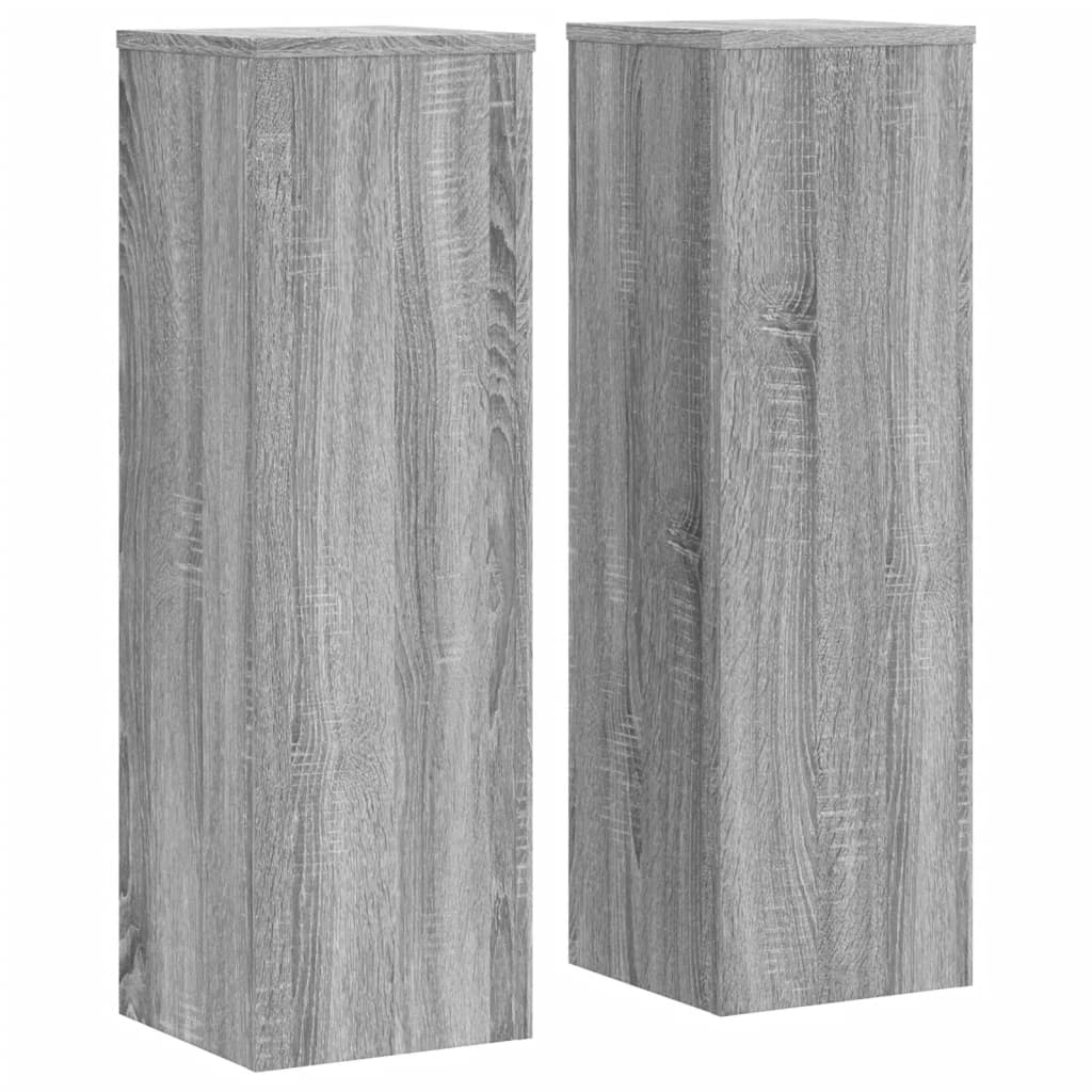 plantestativer 2 stk. 25x25x80 cm konstrueret træ grå sonoma-eg
