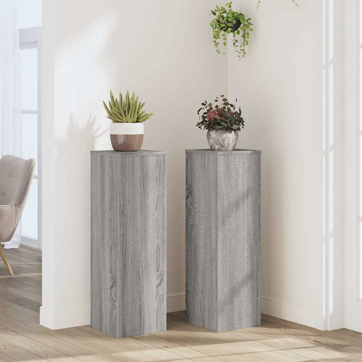 plantestativer 2 stk. 25x25x80 cm konstrueret træ grå sonoma-eg