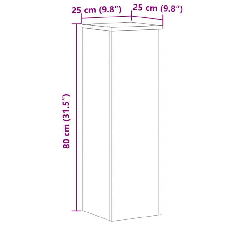 plantestativer 2 stk. 25x25x80 cm konstrueret træ egetræsfarvet