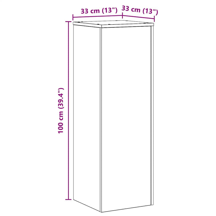 plantestativ 33x33x100 cm konstrueret træ gammelt trælook