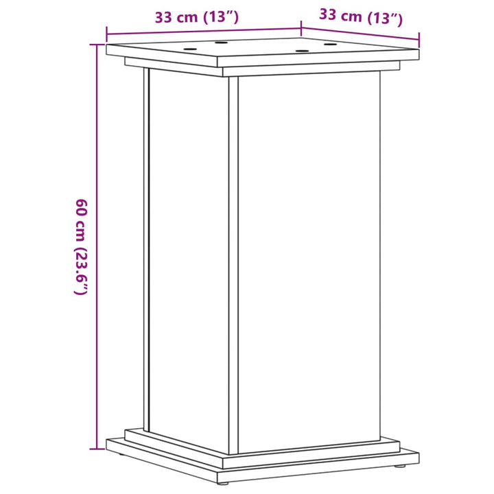 plantestativ 33x33x60 cm konstrueret træ brun egetræsfarve