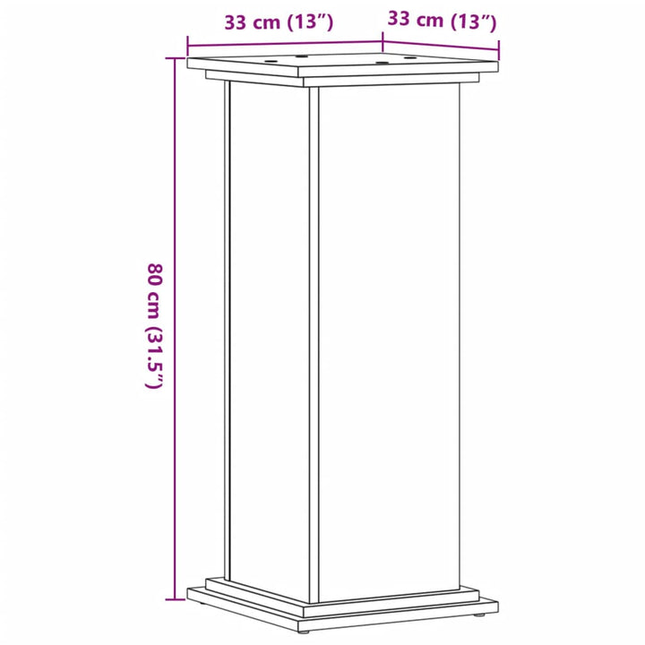 plantestativ 33x33x80 cm konstrueret træ sonoma-eg
