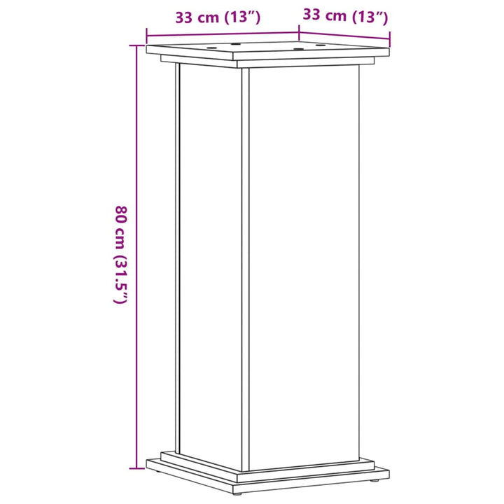 plantestativ 33x33x80 cm konstrueret træ brun egetræsfarve