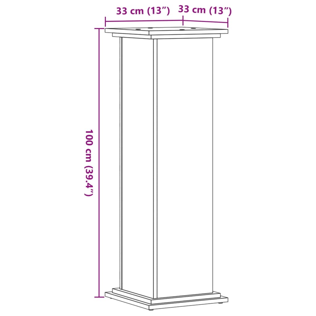 plantestativ 33x33x100 cm konstrueret træ grå sonoma-eg
