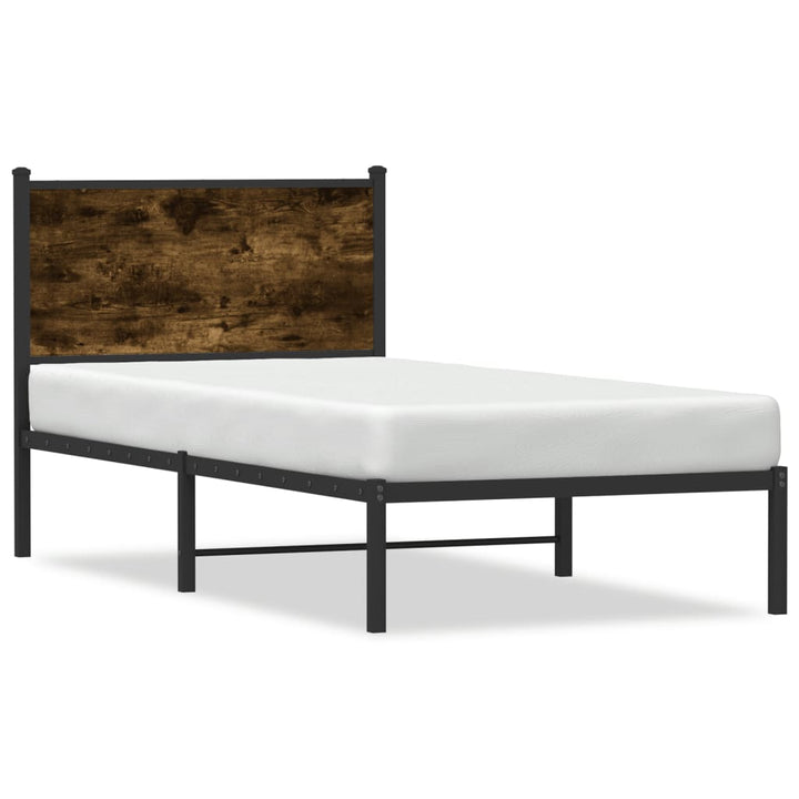 sengeramme uden madras 90x200 cm metal røget egetræsfarve