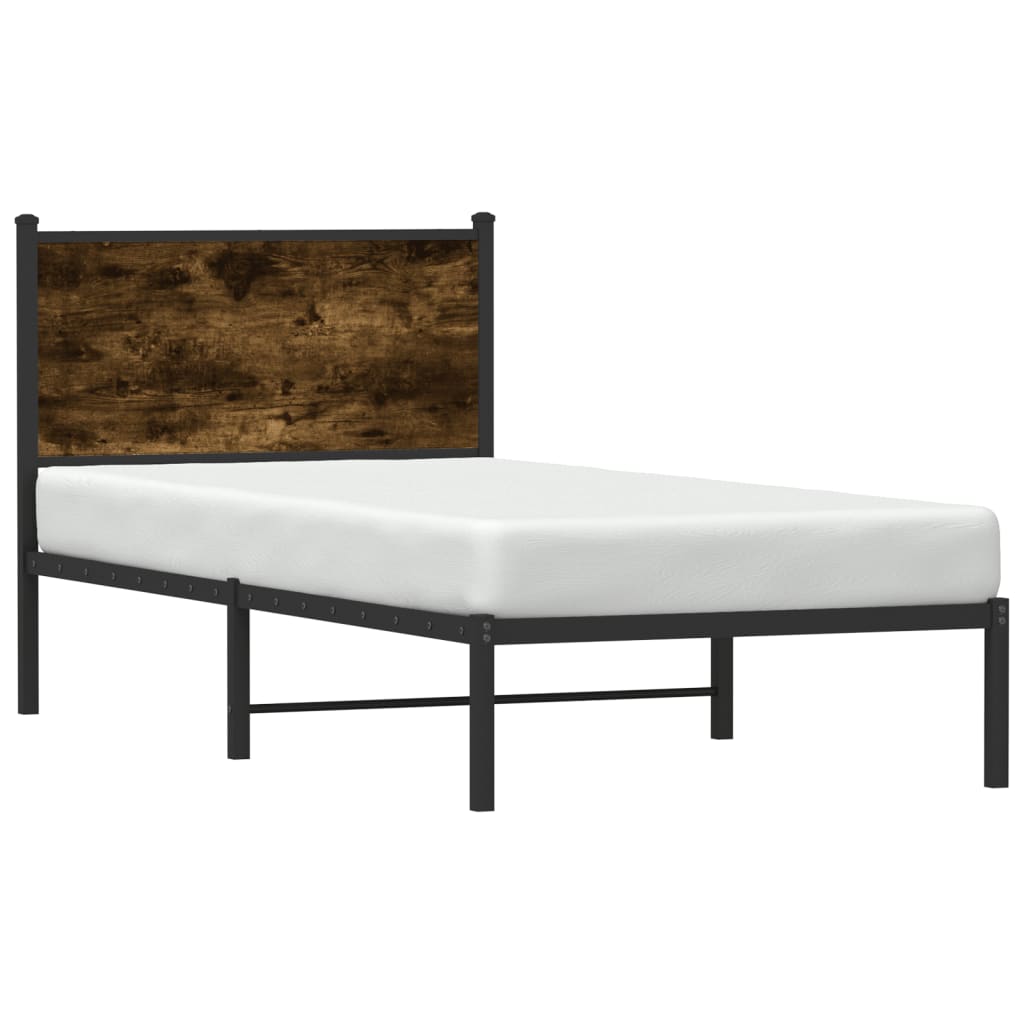 sengeramme uden madras 90x200 cm metal røget egetræsfarve
