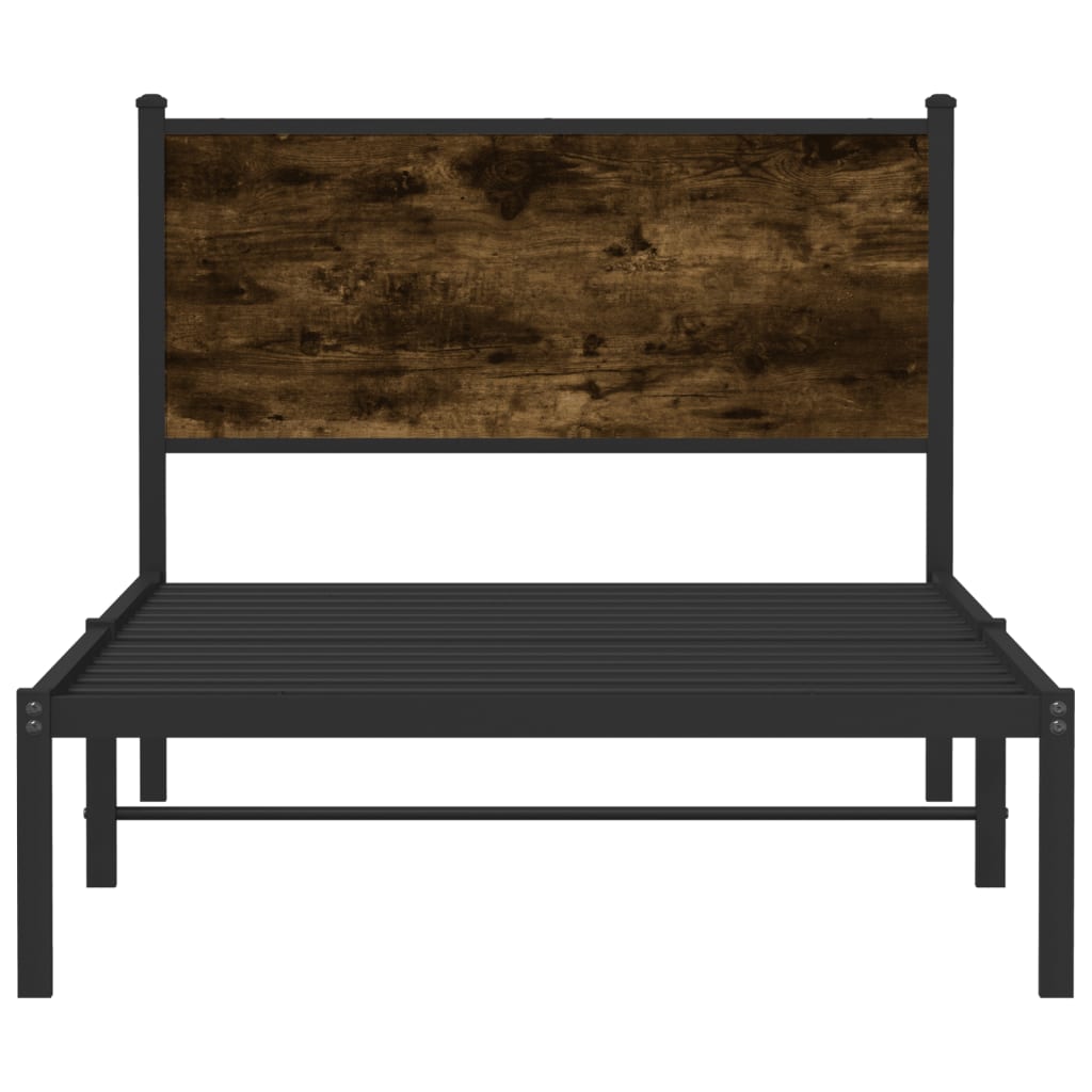 sengeramme uden madras 100x190 cm metal røget egetræsfarve