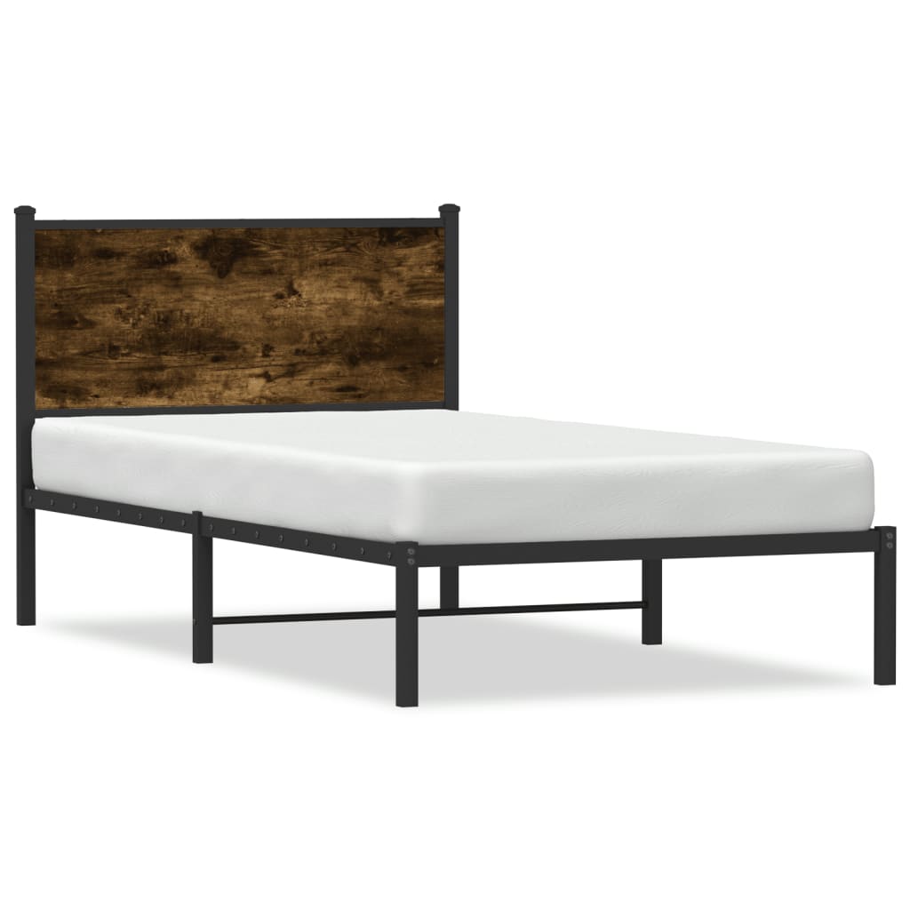 sengeramme uden madras 107x203 cm metal røget egetræsfarve