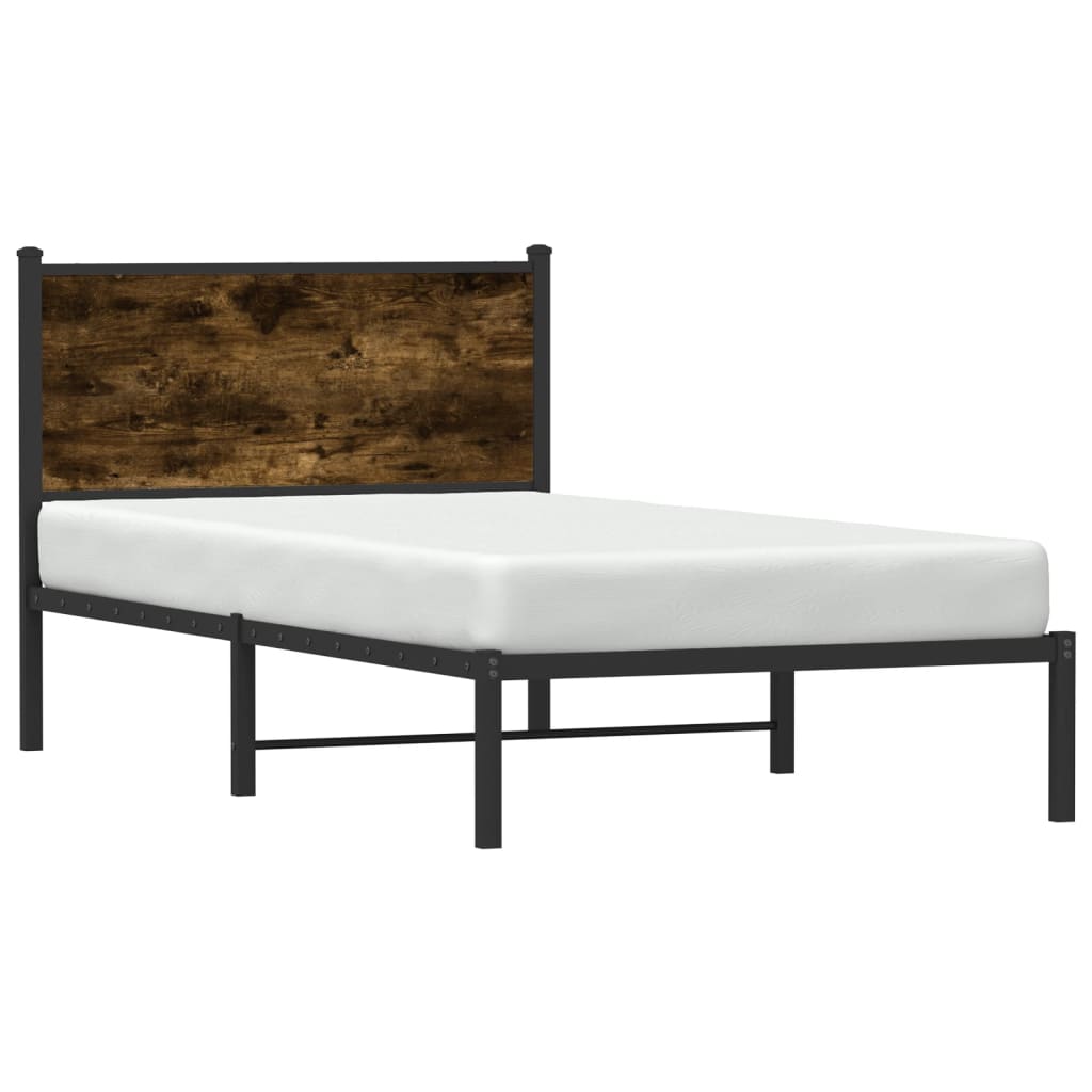 sengeramme uden madras 107x203 cm metal røget egetræsfarve
