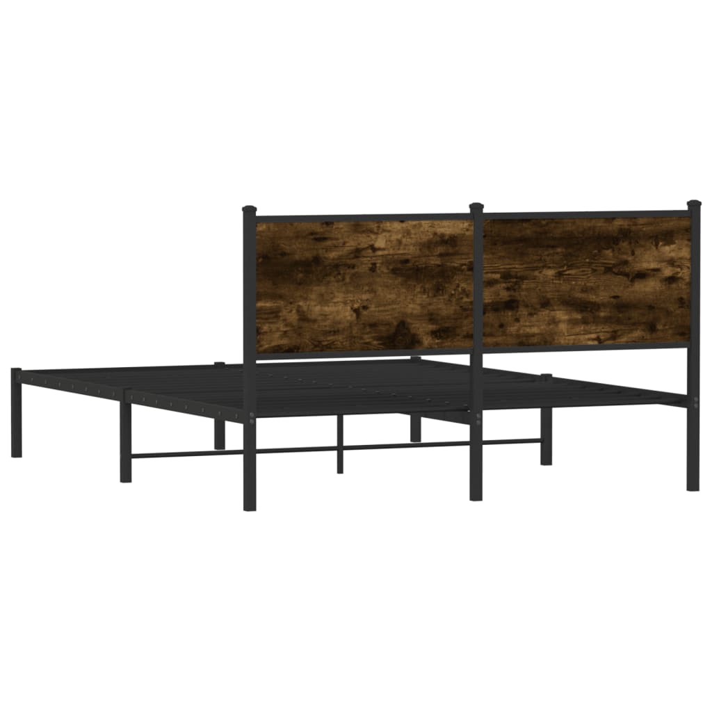 sengeramme uden madras 137x190 cm metal røget egetræsfarve