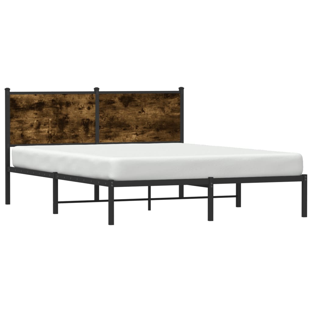 sengeramme uden madras 140x190 cm metal røget egetræsfarve