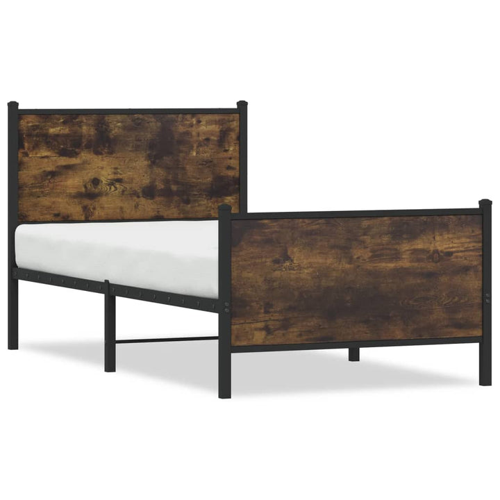 sengeramme uden madras 75x190 cm metal røget egetræsfarve