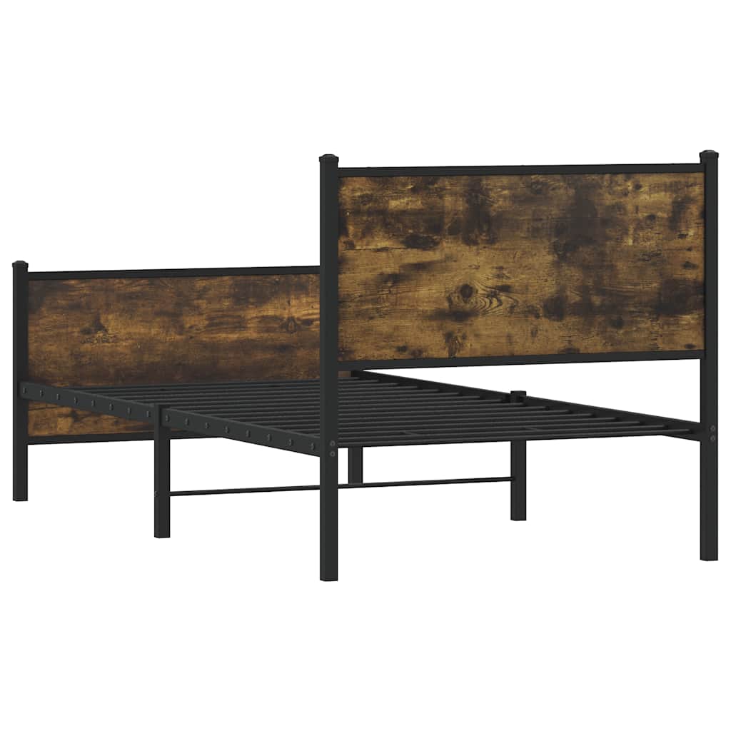 sengeramme uden madras 80x200 cm metal røget egetræsfarve