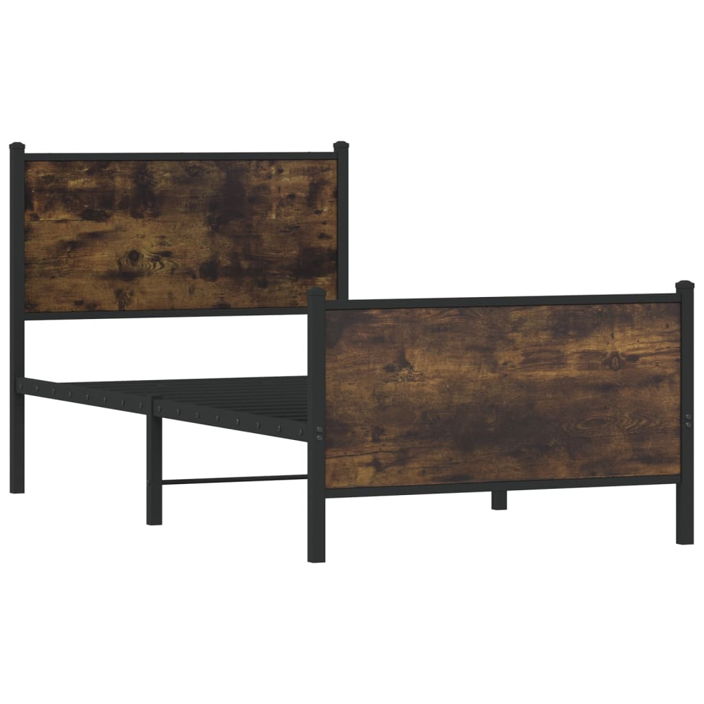 sengeramme uden madras 90x200 cm metal røget egetræsfarve