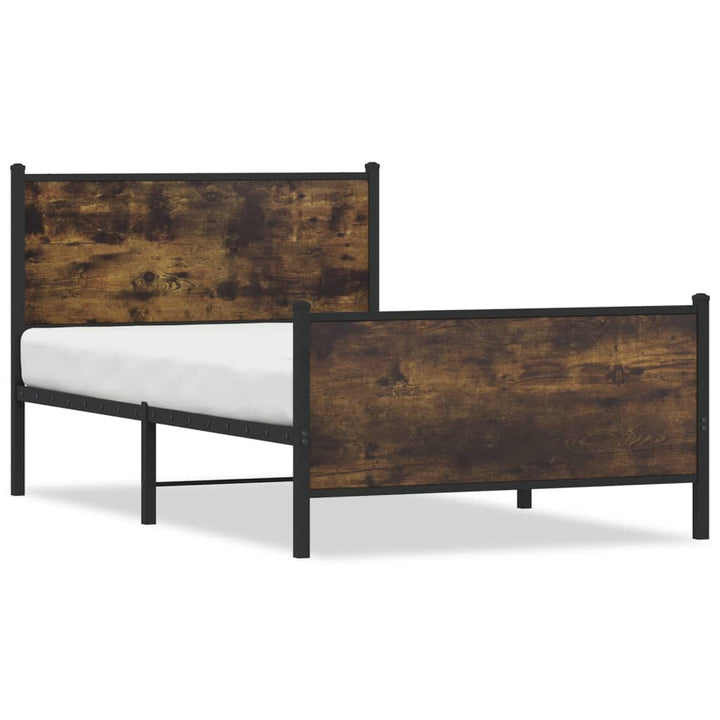 sengeramme uden madras 100x200 cm metal røget egetræsfarve