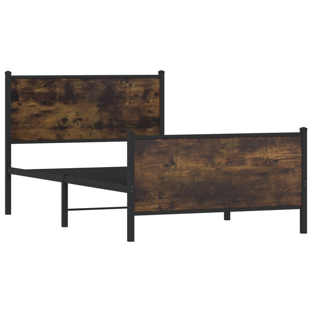sengeramme uden madras 100x200 cm metal røget egetræsfarve
