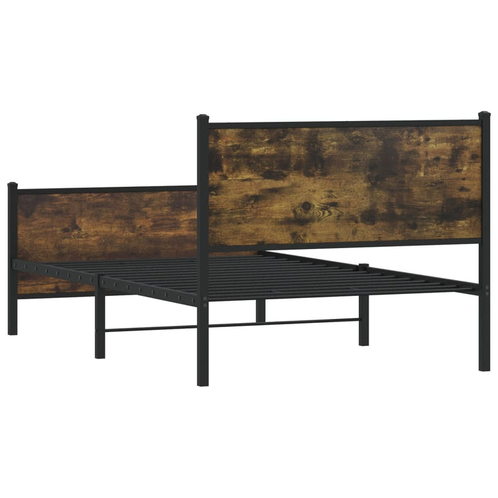 sengeramme uden madras 100x200 cm metal røget egetræsfarve
