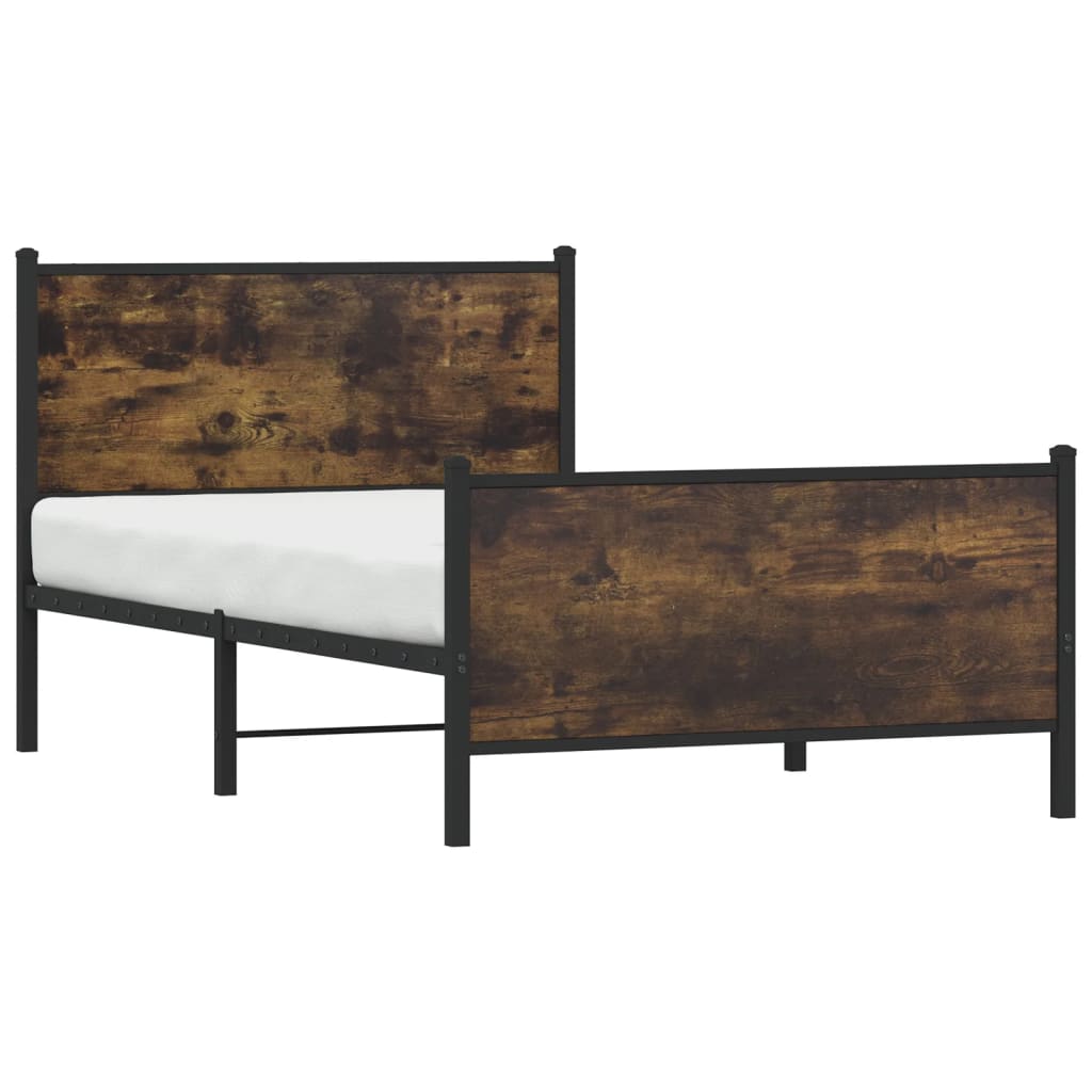 sengeramme uden madras 107x203 cm metal røget egetræsfarve
