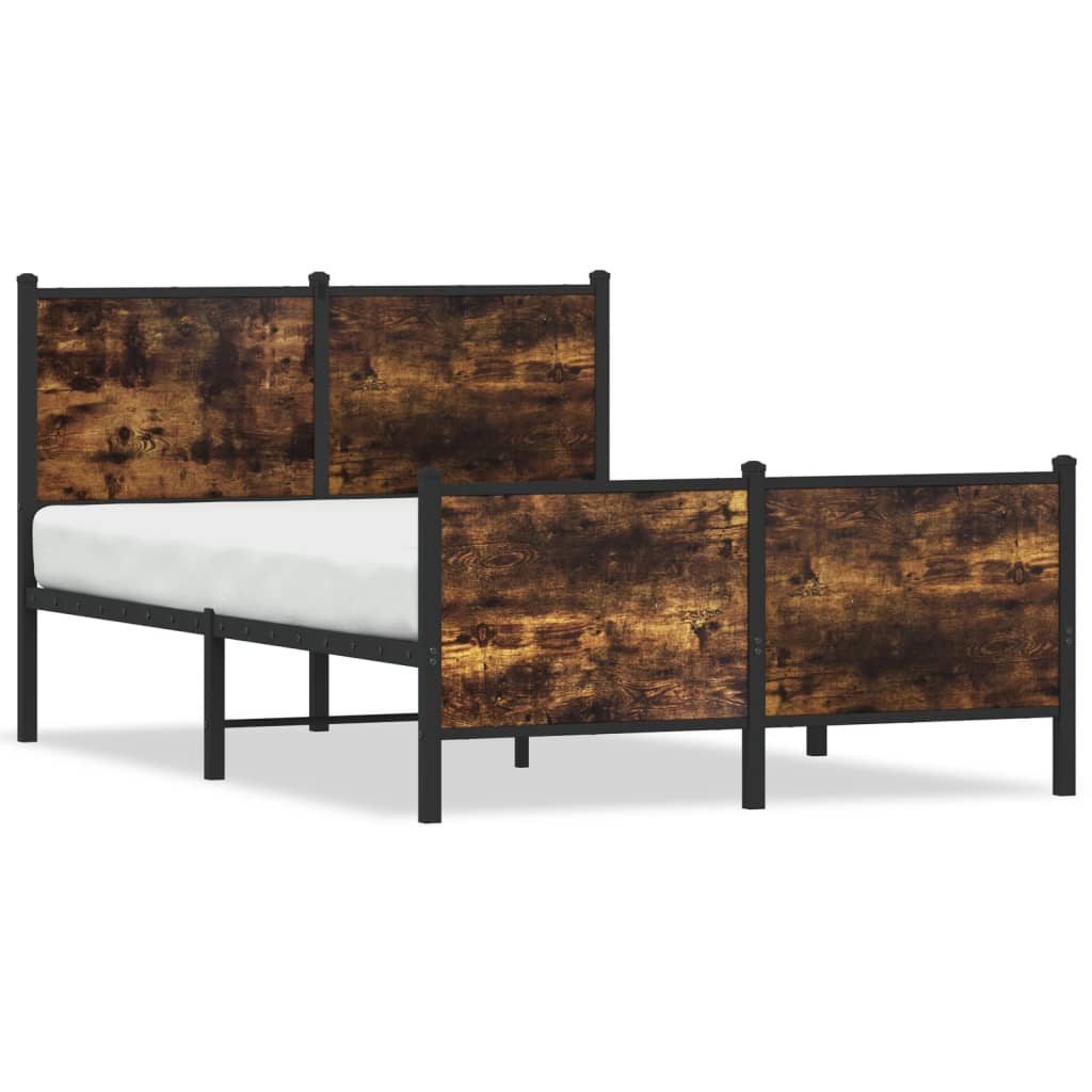 sengeramme uden madras 120x190 cm metal røget egetræsfarve