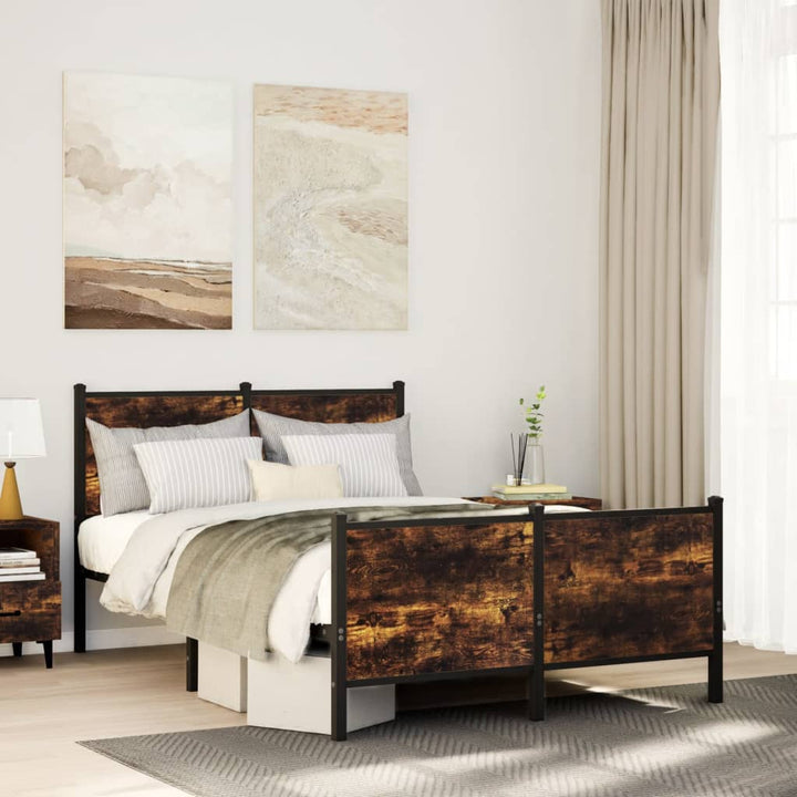 sengeramme uden madras 120x200 cm metal røget egetræsfarve