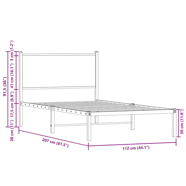 sengeramme uden madras 107x203 cm metal sonoma-eg