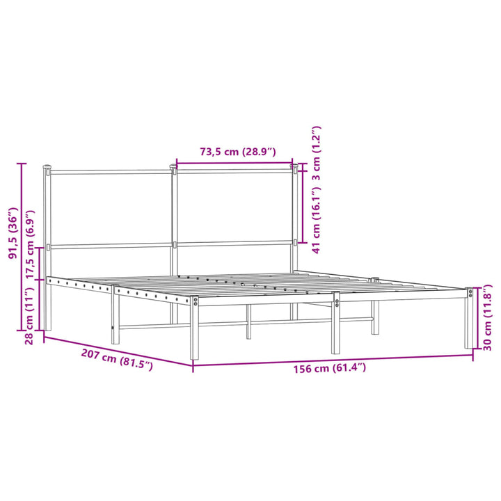 sengeramme uden madras 150x200 cm metal sonoma-eg