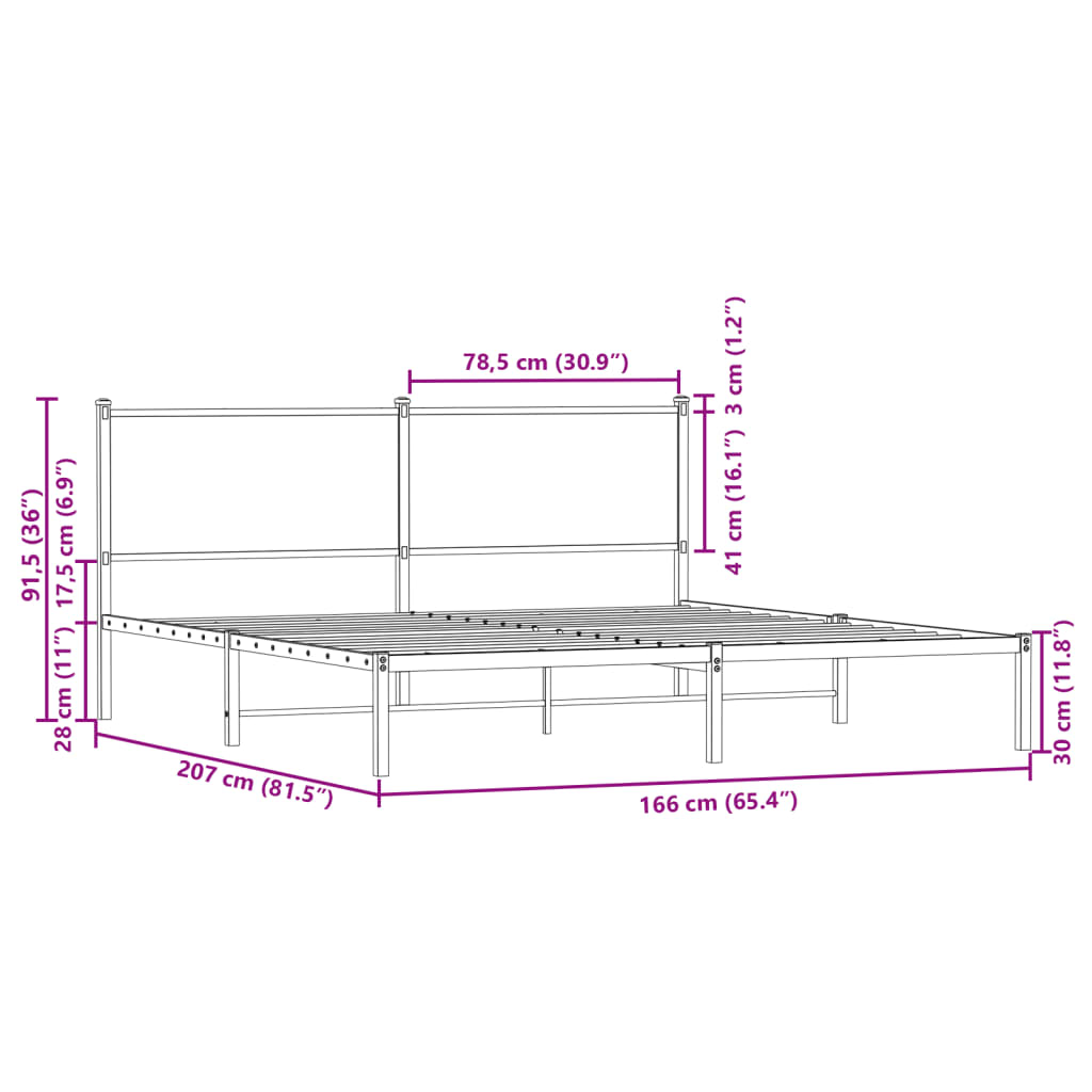 sengeramme uden madras 160x200 cm metal sonoma-eg
