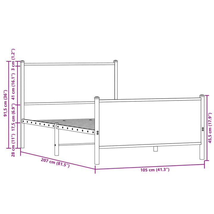 sengeramme uden madras 100x200 cm metal sonoma-eg