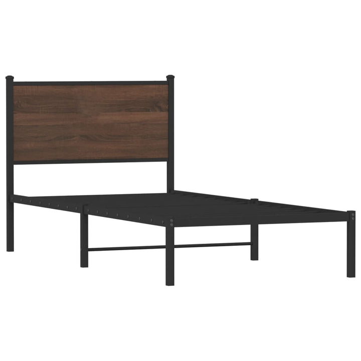 sengeramme 75x190 cm uden madras metal brun egetræsfarve