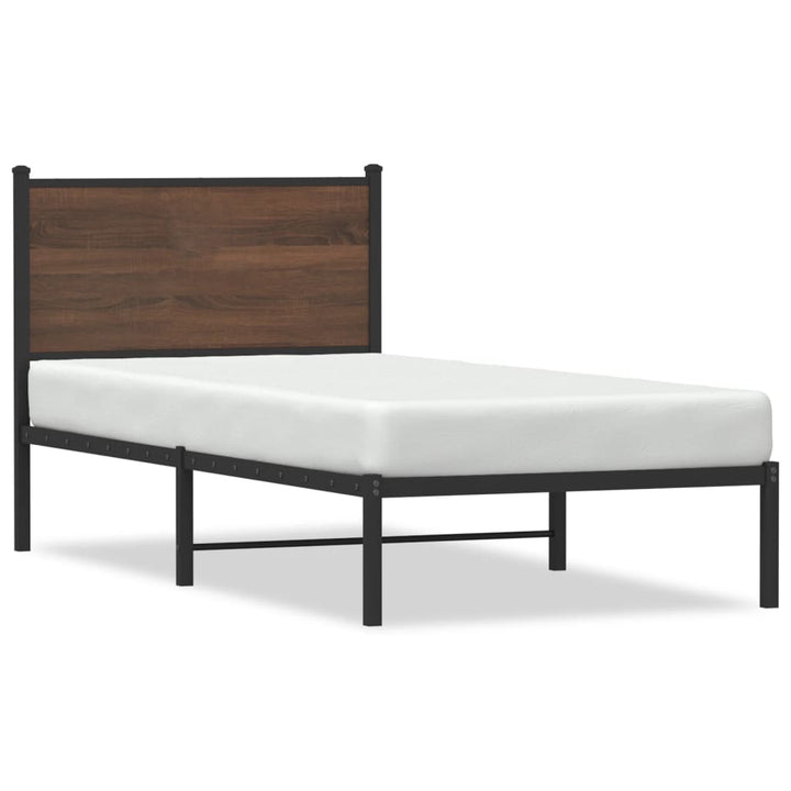sengeramme 90x190 cm uden madras metal brun egetræsfarve