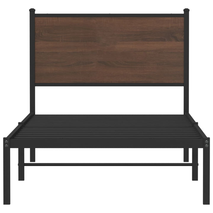 sengeramme 90x190 cm uden madras metal brun egetræsfarve