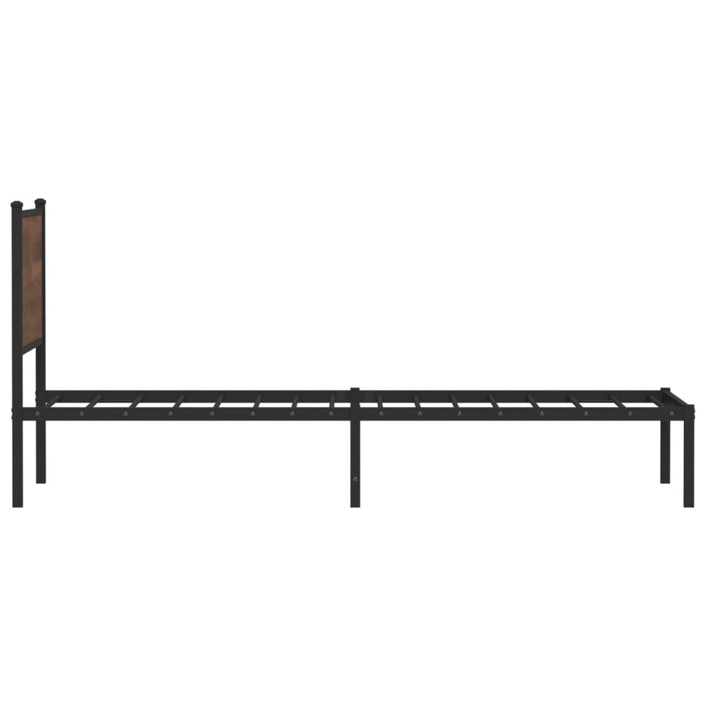 sengeramme 90x190 cm uden madras metal brun egetræsfarve