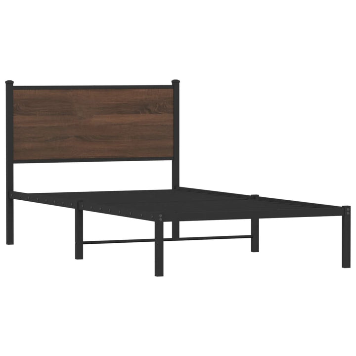 sengeramme 100x190 cm uden madras metal brun egetræsfarve