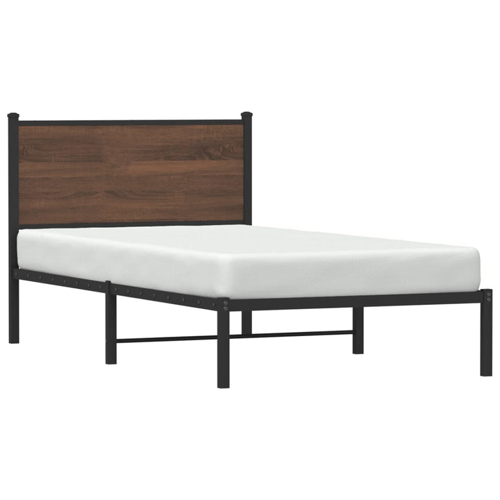 sengeramme 100x190 cm uden madras metal brun egetræsfarve