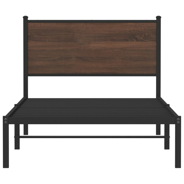 sengeramme 100x190 cm uden madras metal brun egetræsfarve