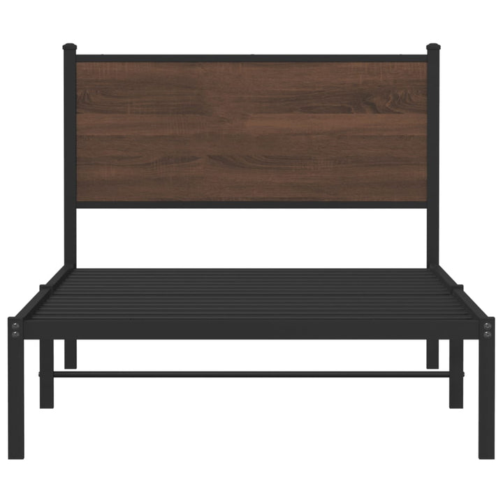 sengeramme 107x203 cm uden madras metal brun egetræsfarve