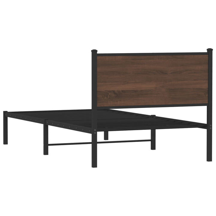 sengeramme 107x203 cm uden madras metal brun egetræsfarve
