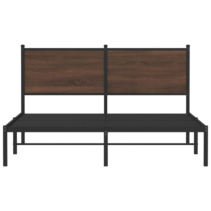 sengeramme 140x200 cm uden madras metal brun egetræsfarve
