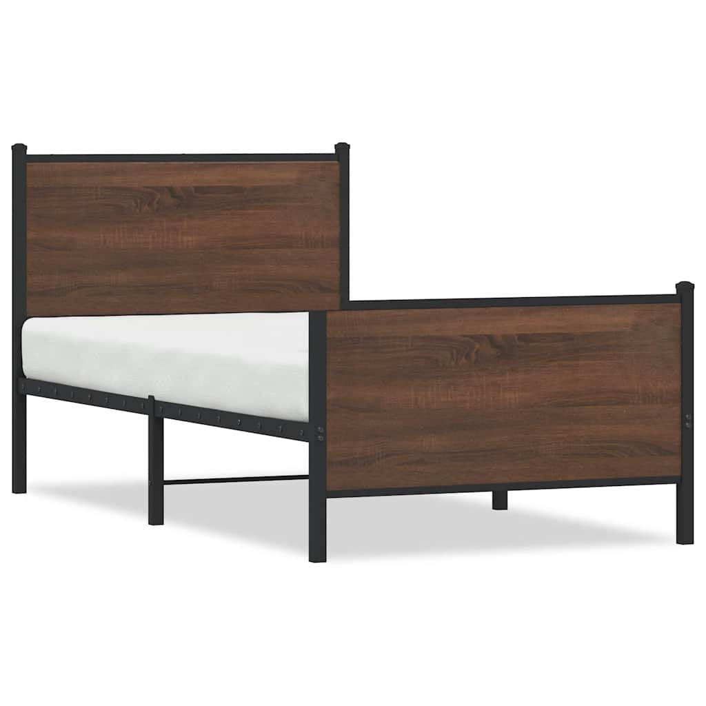 sengeramme 80x200 cm uden madras metal brun egetræsfarve