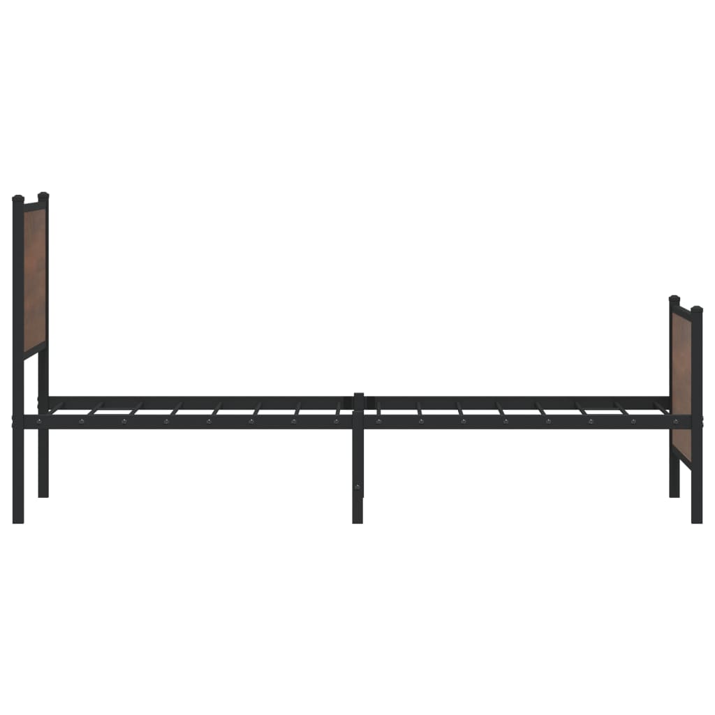 sengeramme 90x190 cm uden madras metal brun egetræsfarve