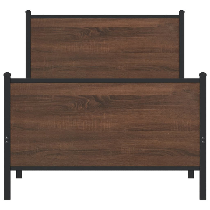 sengeramme 90x200 cm uden madras metal brun egetræsfarve
