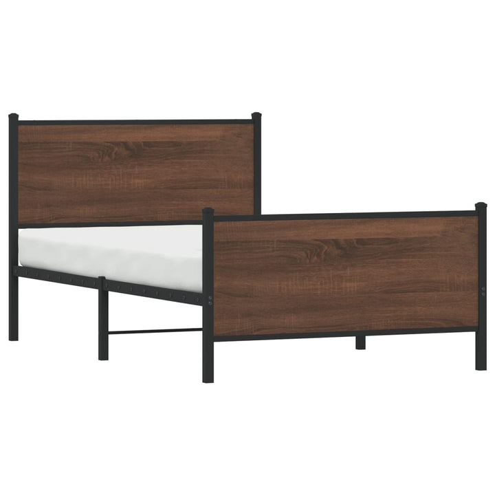sengeramme 100x190 cm uden madras metal brun egetræsfarve