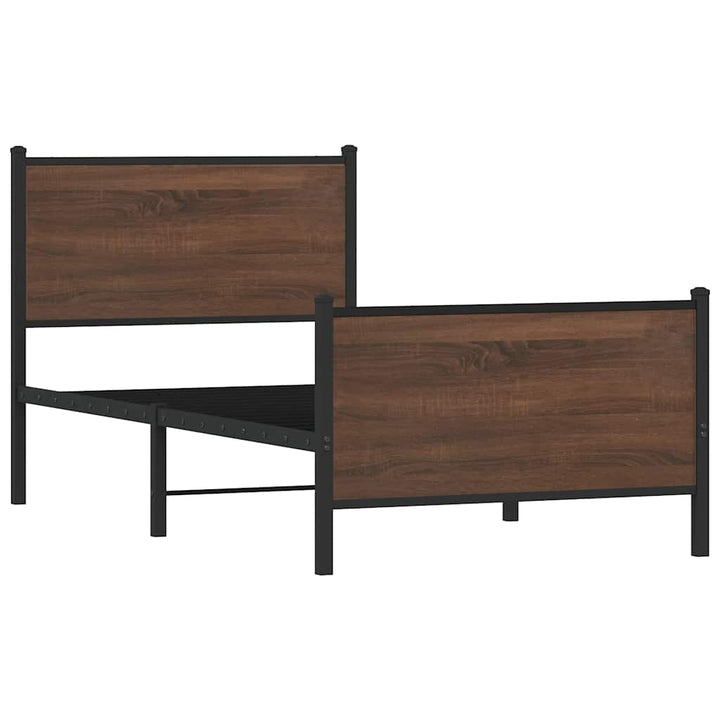 sengeramme 100x200 cm uden madras metal brun egetræsfarve