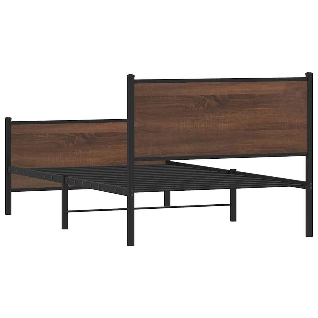 sengeramme 100x200 cm uden madras metal brun egetræsfarve